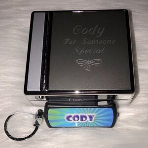 New Personalized Black and Silver Gift Set Name Cody